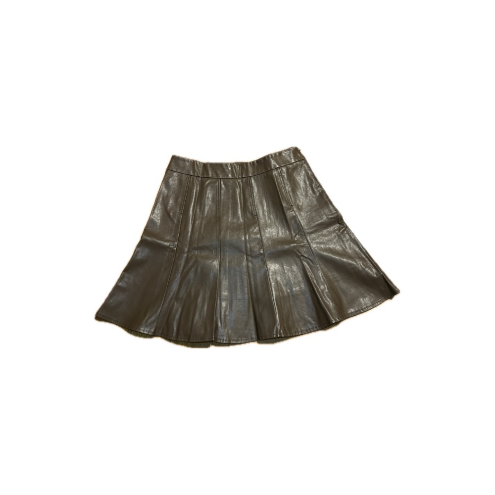 New Chouyatou Faux Leather High Waisted Coffee Brown Midi Skirt Women’s Large - Picture 2 of 3